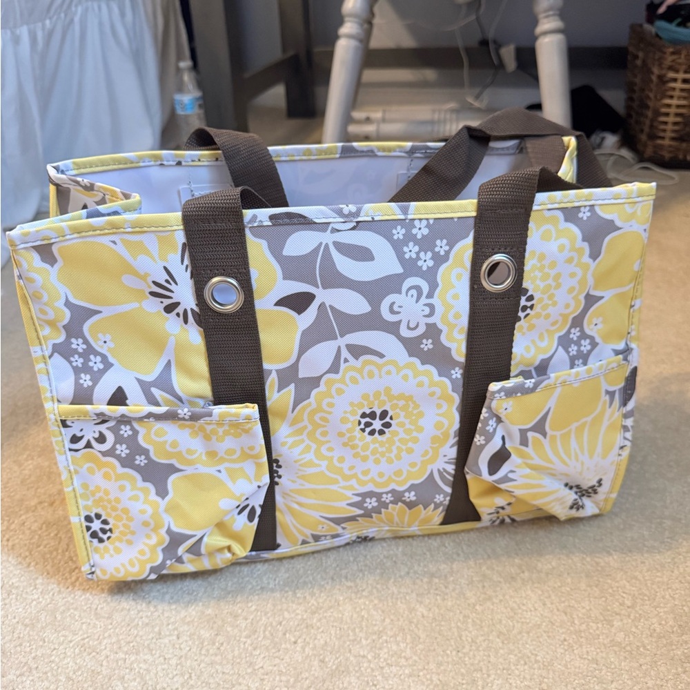 31 floral Yellow and Brown Tote Bag